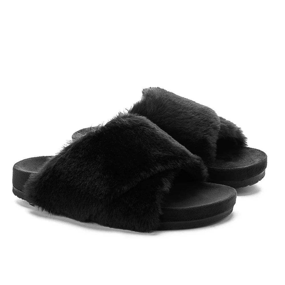 Snuggs Fuzzy crossover Slipper Black - Image 3