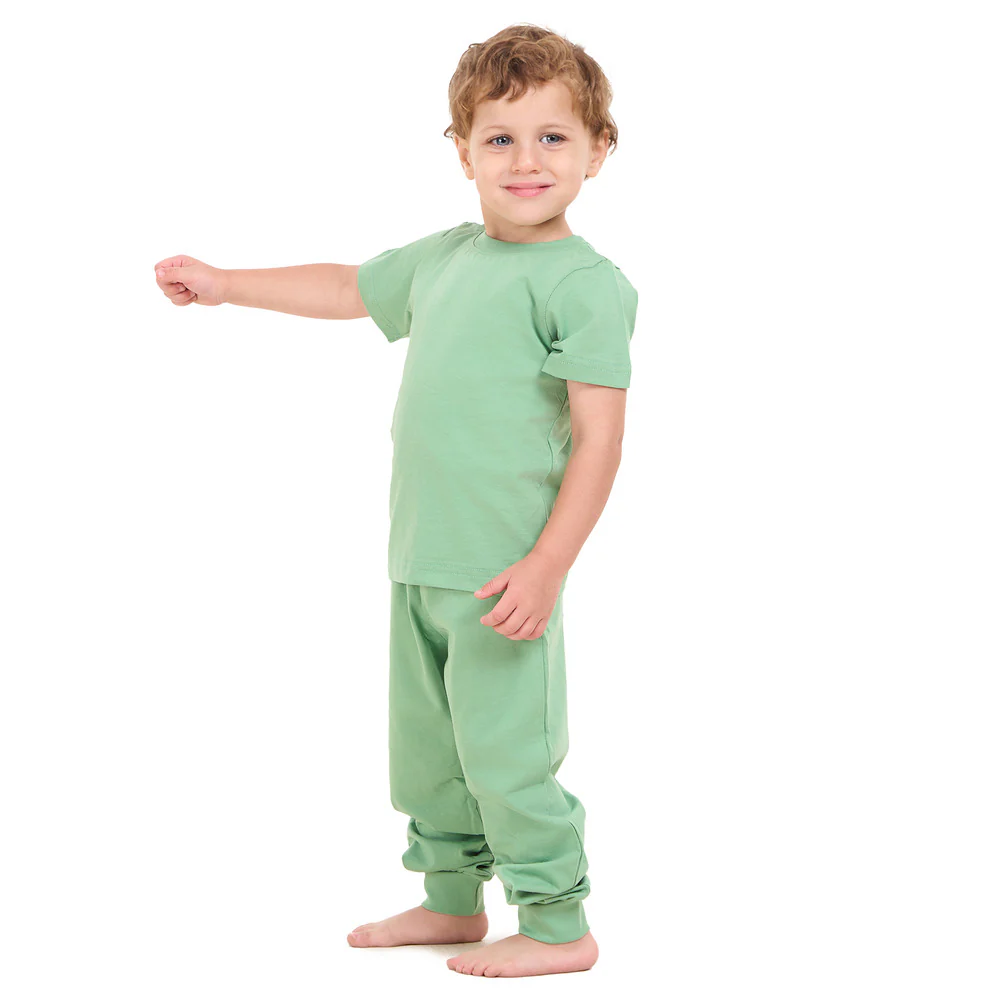 Boys summer pajama set Apple Green t-shirt + Pants - Image 3