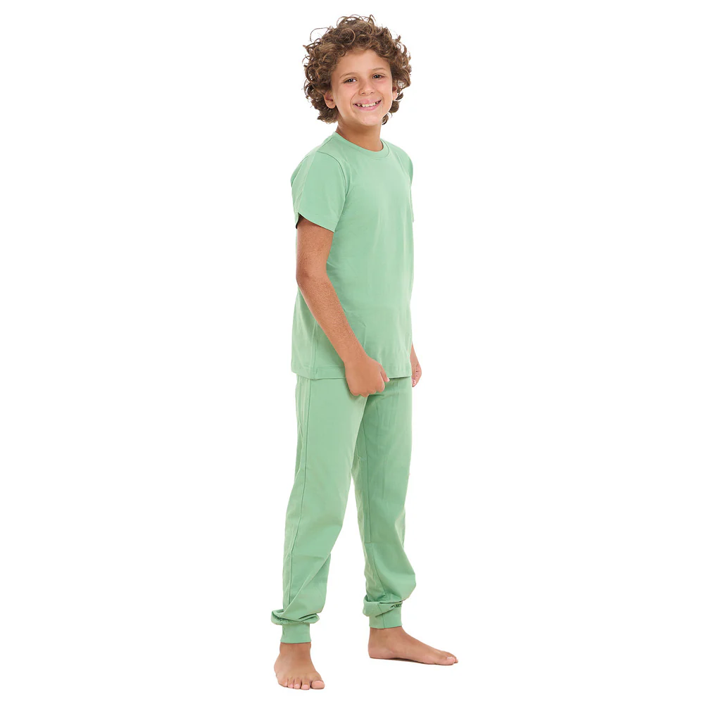 Boys summer pajama set Apple Green t-shirt + Pants - Image 4