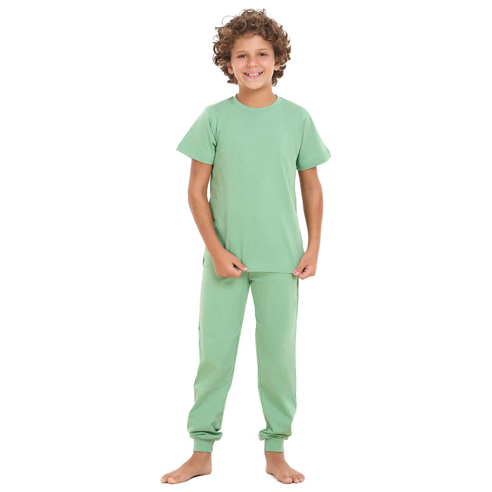 Boys summer pajama set Apple Green t-shirt + Pants - Image 6