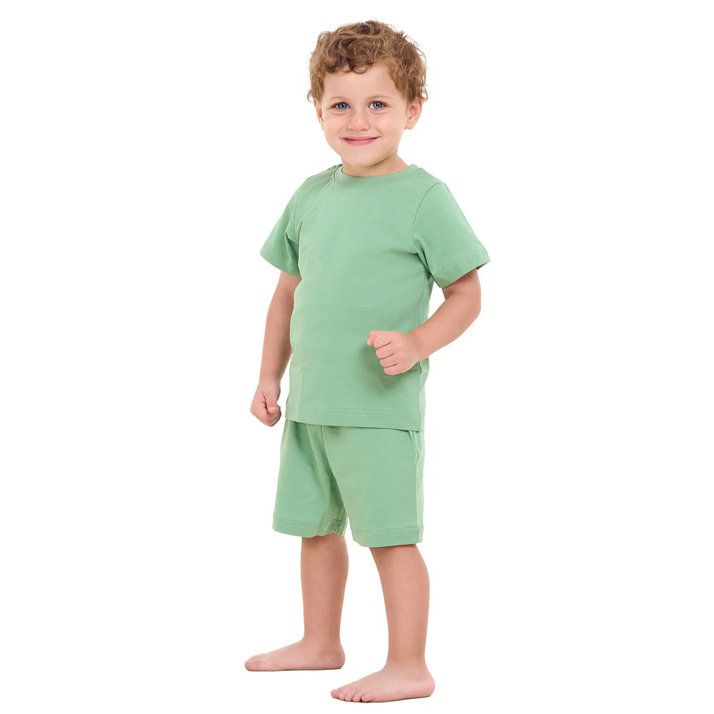 Boys summer pajama set Apple Green t-shirt + shorts - Image 3