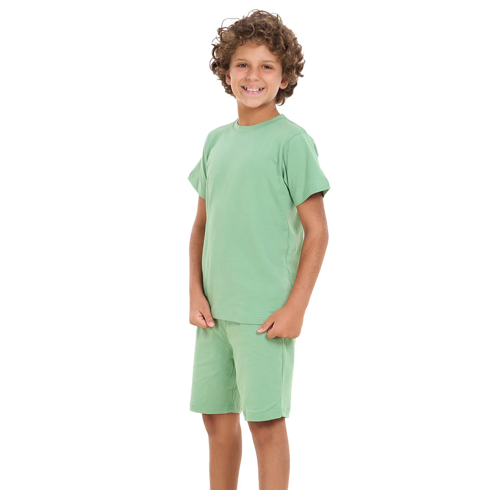 Boys summer pajama set Apple Green t-shirt + shorts - Image 4
