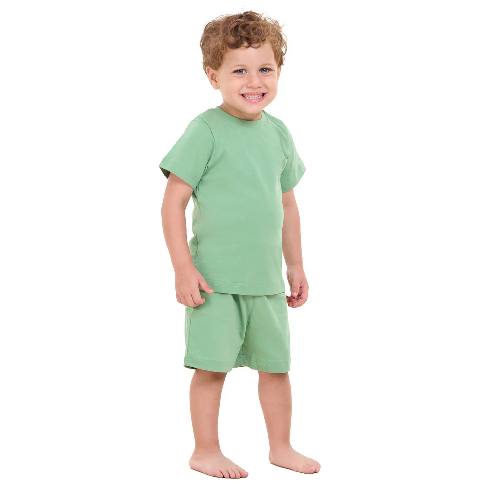 Boys summer pajama set Apple Green t-shirt + shorts - Image 5