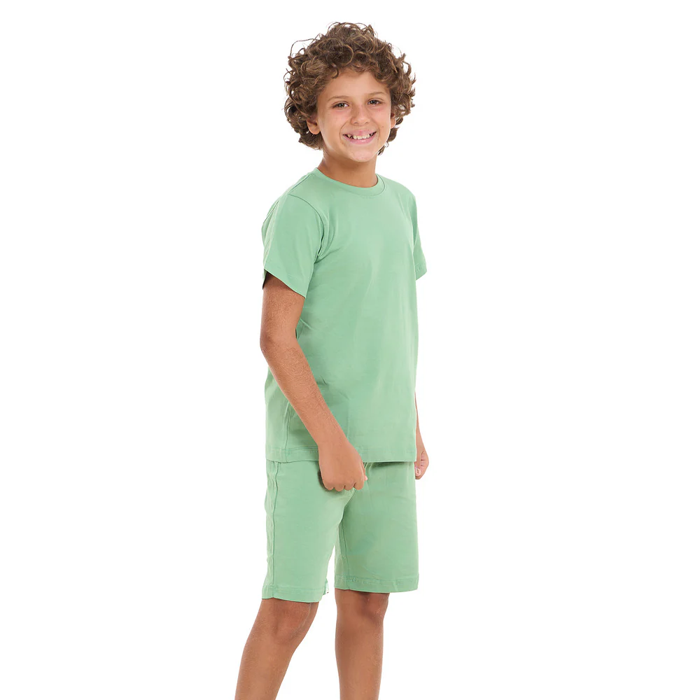 Boys summer pajama set Apple Green t-shirt + shorts - Image 6