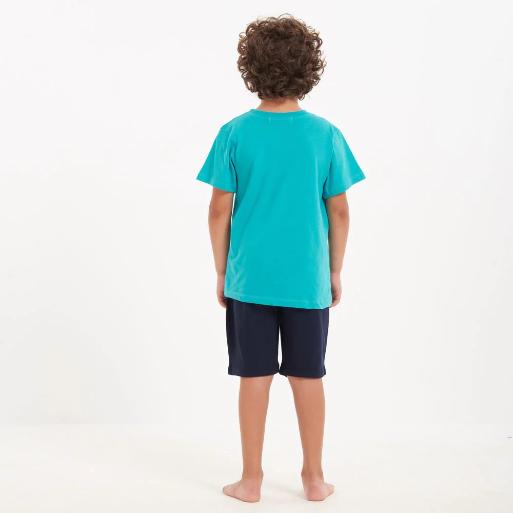 Boys summer pajama set Astronaut t-shirt +Dark blue shorts - Image 3