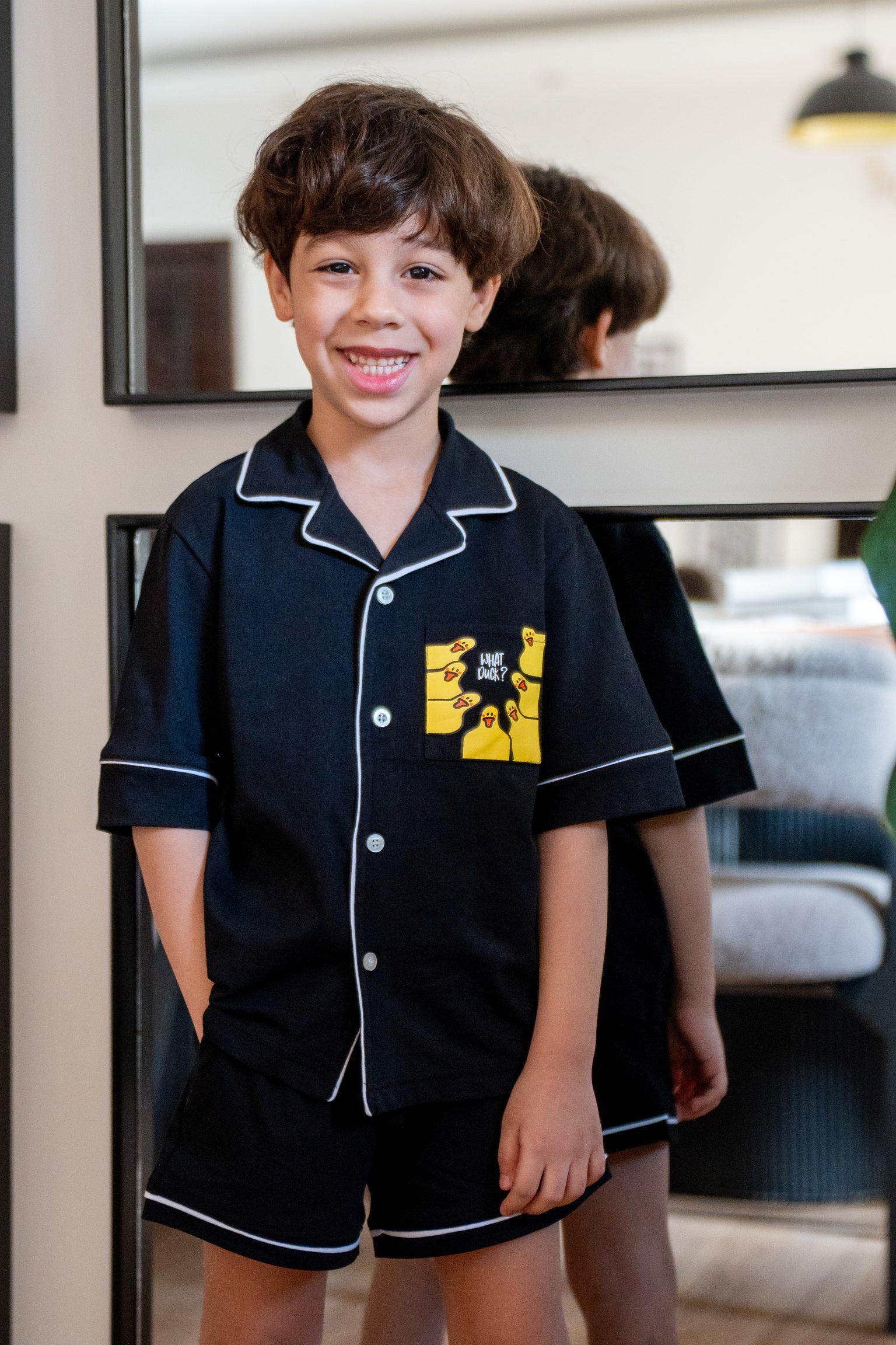 Kids unisex summer pajama set Black t-shirt + shorts - Image 4