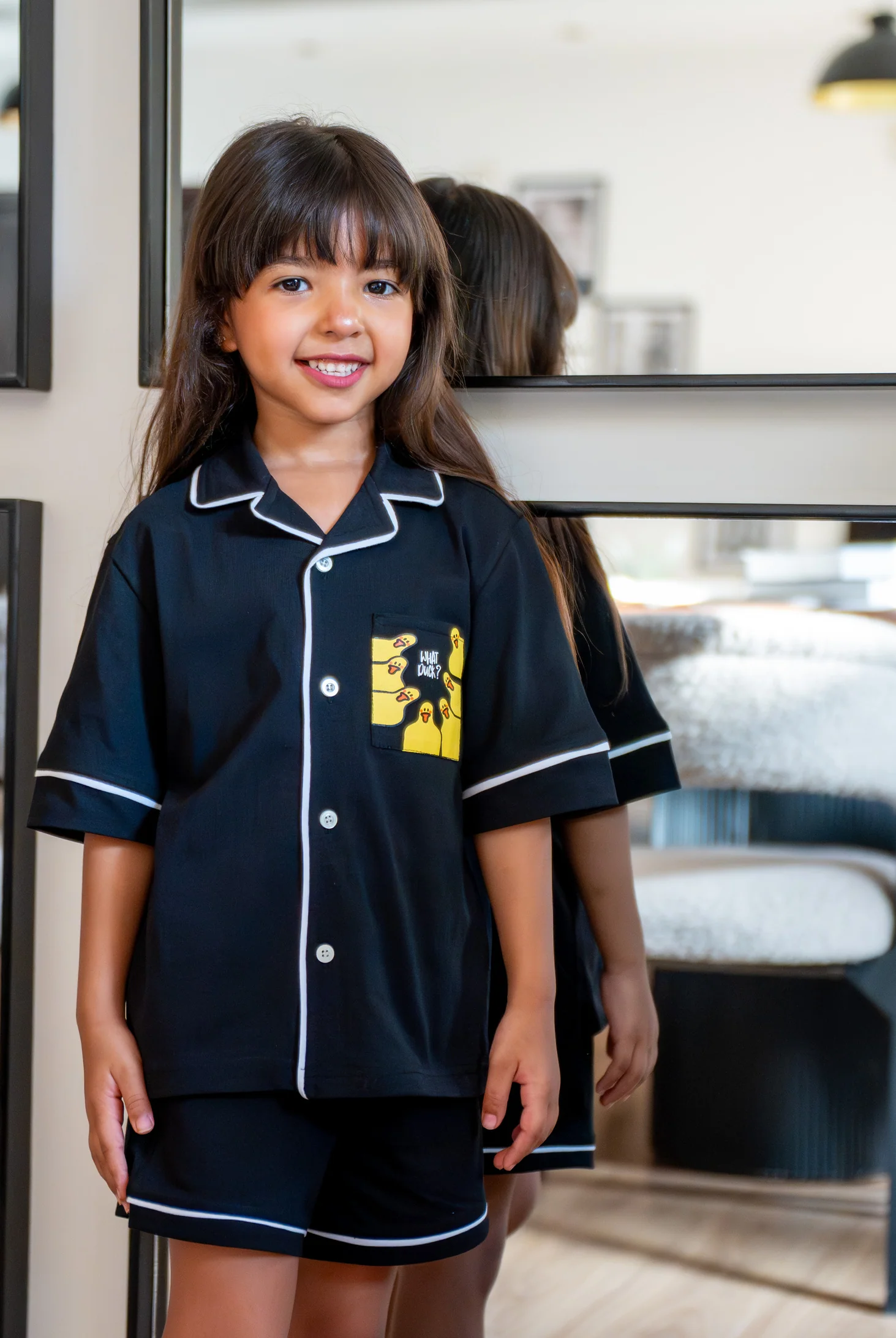Kids unisex summer pajama set Black t-shirt + shorts - Image 5