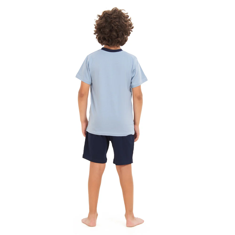 Boys summer pajama set Cashmere dinasour t-shirt +Dark blue shorts - Image 4