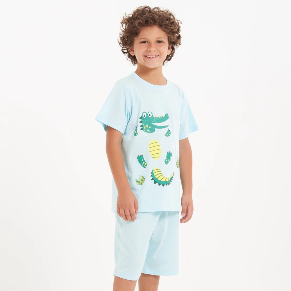 Boys summer pajama set Crocodile t-shirt + Aqua shorts - Image 3