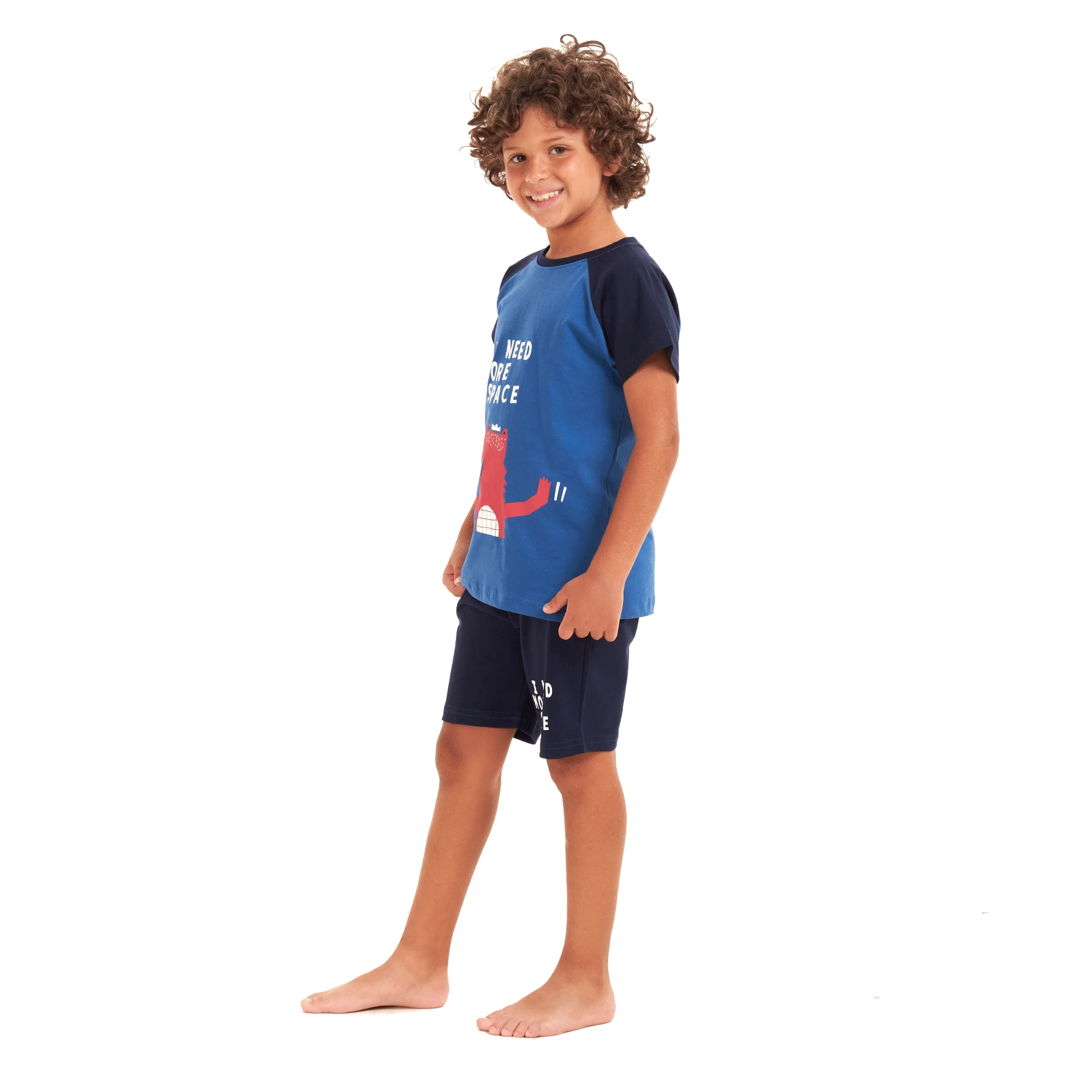 Boys summer pajama set Crocodile t-shirt +Dark blue shorts - Image 2