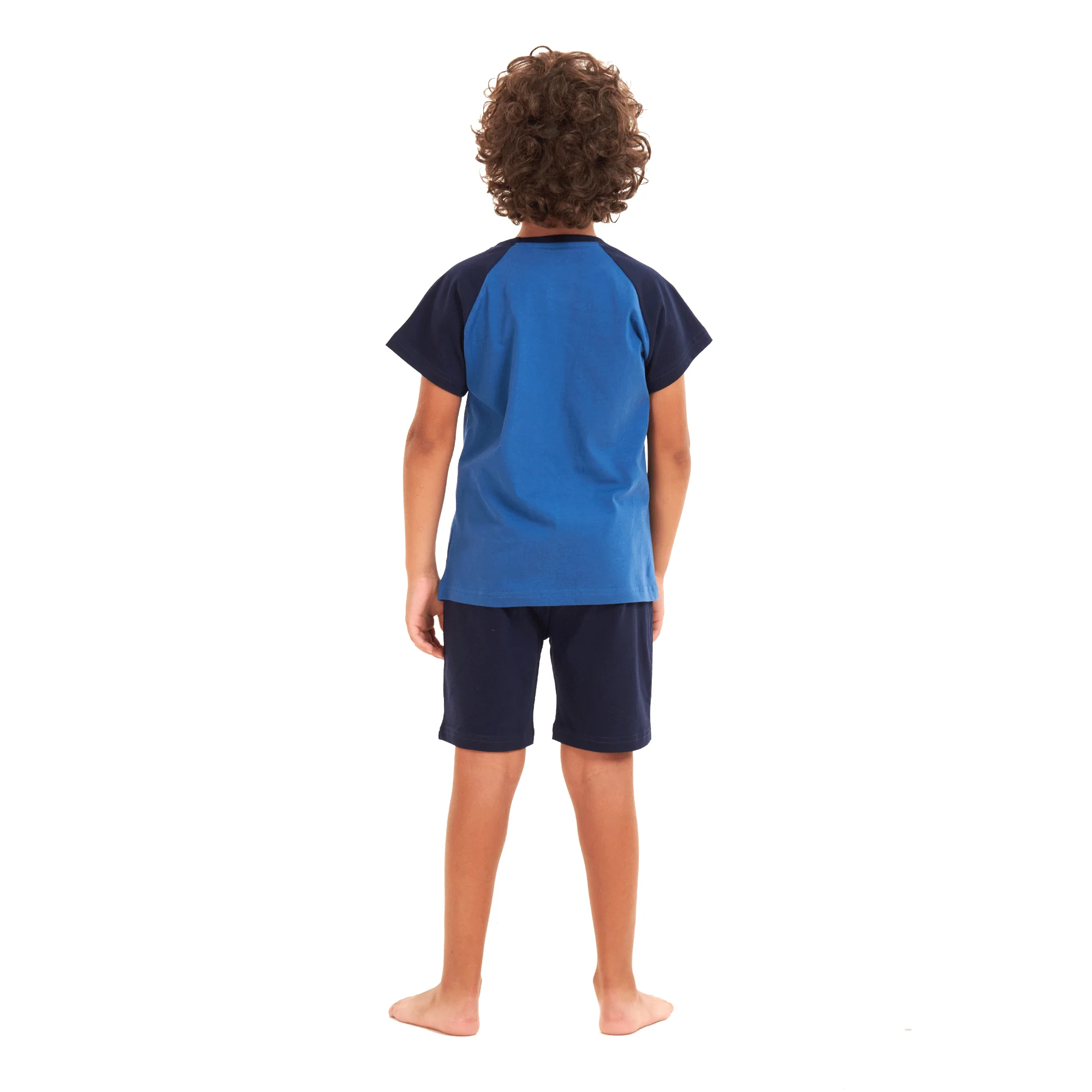 Boys summer pajama set Crocodile t-shirt +Dark blue shorts - Image 3
