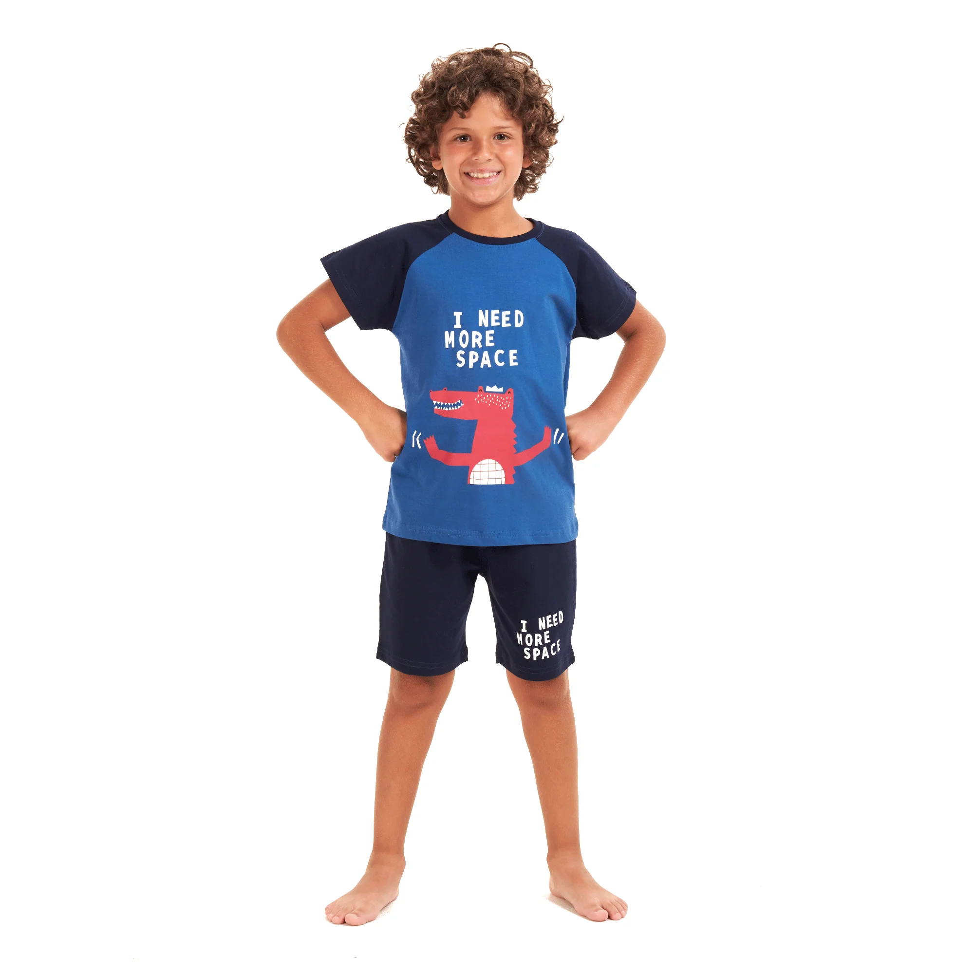 Boys summer pajama set Crocodile t-shirt +Dark blue shorts - Image 4