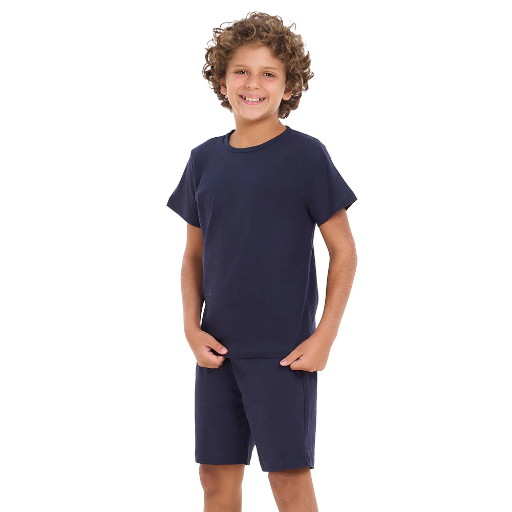 Boys summer pajama set Dark Blue t-shirt + shorts - Image 2