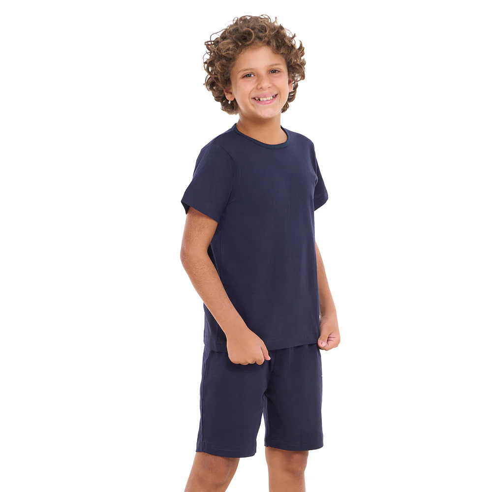 Boys summer pajama set Dark Blue t-shirt + shorts - Image 3