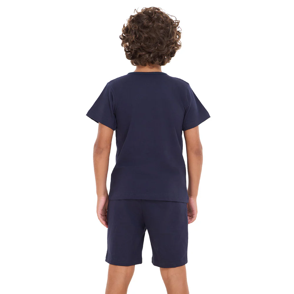 Boys summer pajama set Dark Blue t-shirt + shorts - Image 4
