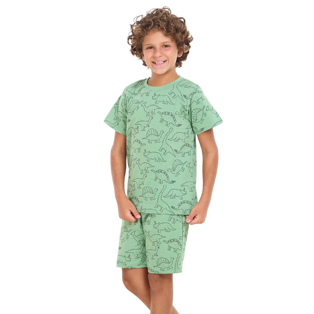 Boys summer pajama set Dinosaurs t-shirt + shorts - Image 3