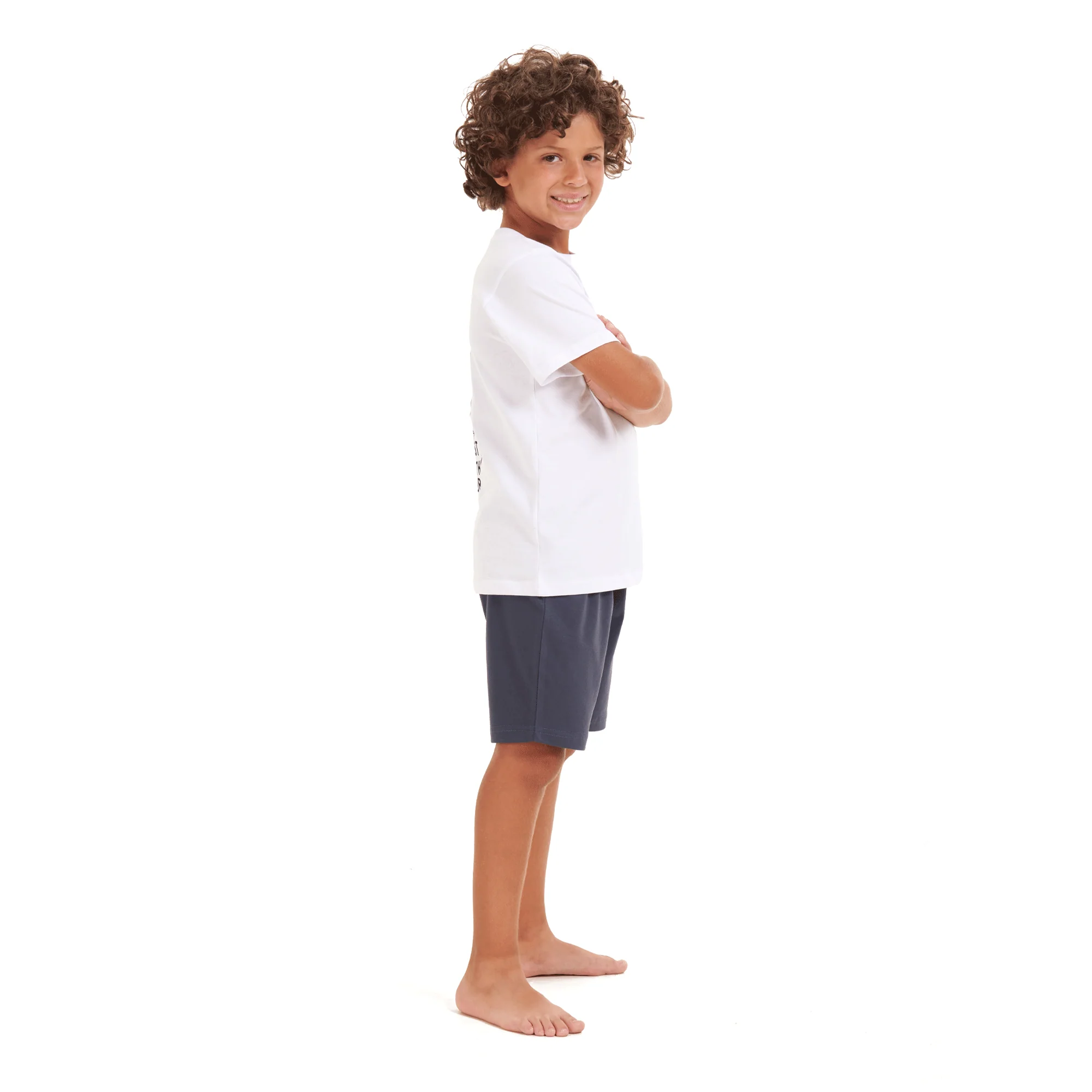 Boys summer pajama set Dog t-shirt +Dark grey shorts - Image 2