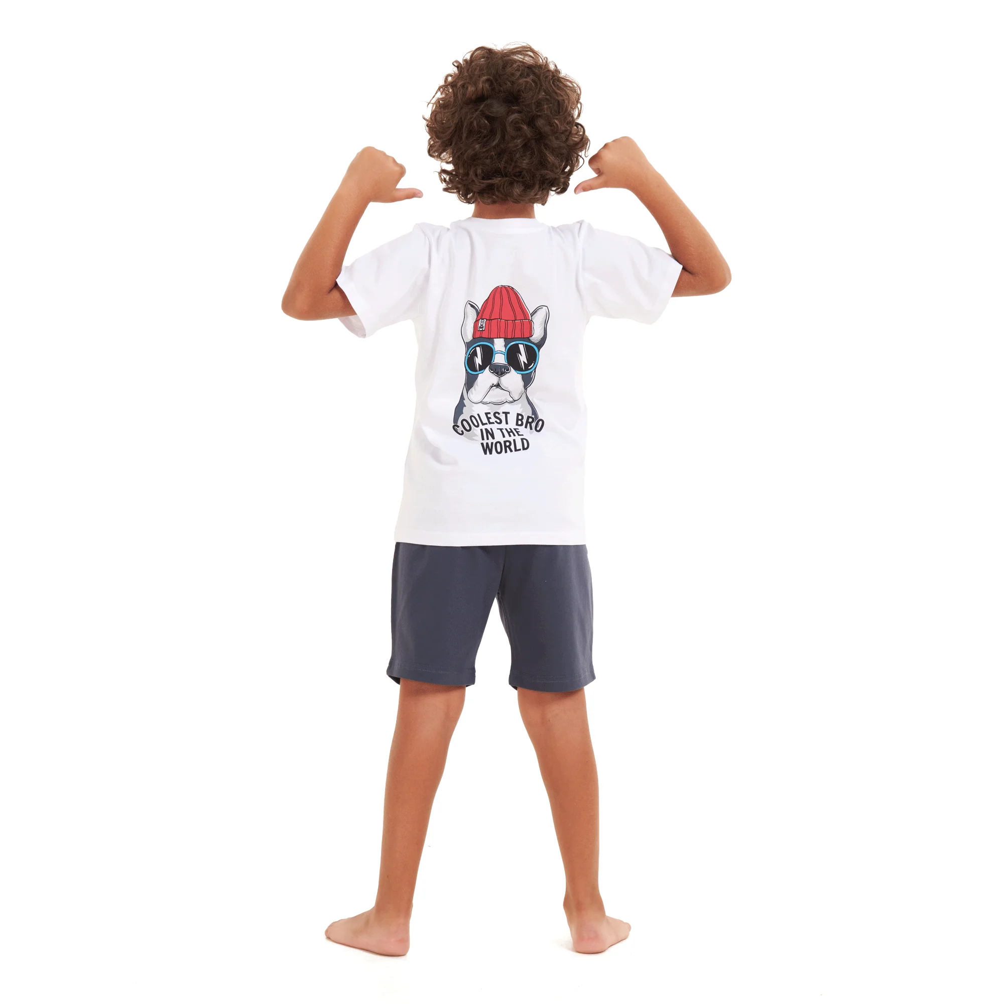 Boys summer pajama set Dog t-shirt +Dark grey shorts - Image 4