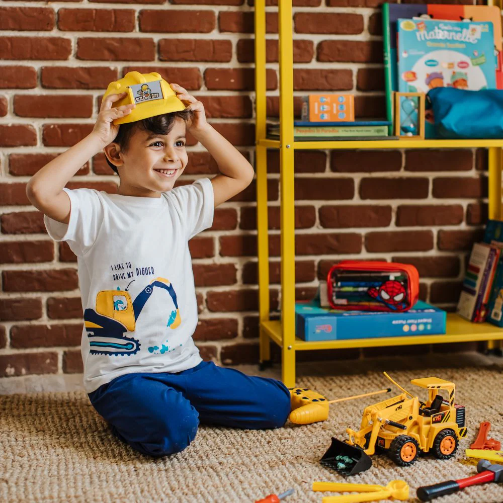 Boys summer pajama set Digger t-shirt +blue pants - Image 3