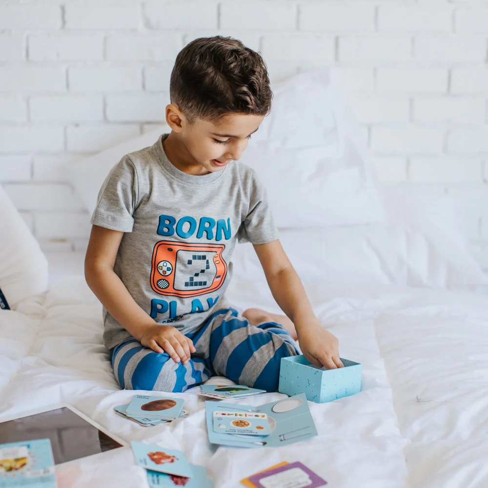 Boys summer pajama set Game play t-shirt +blue striped pants - Image 3