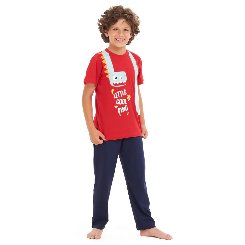 Boys summer pajama set Giant Cool Dino t-shirt +Navy Pants - Image 2