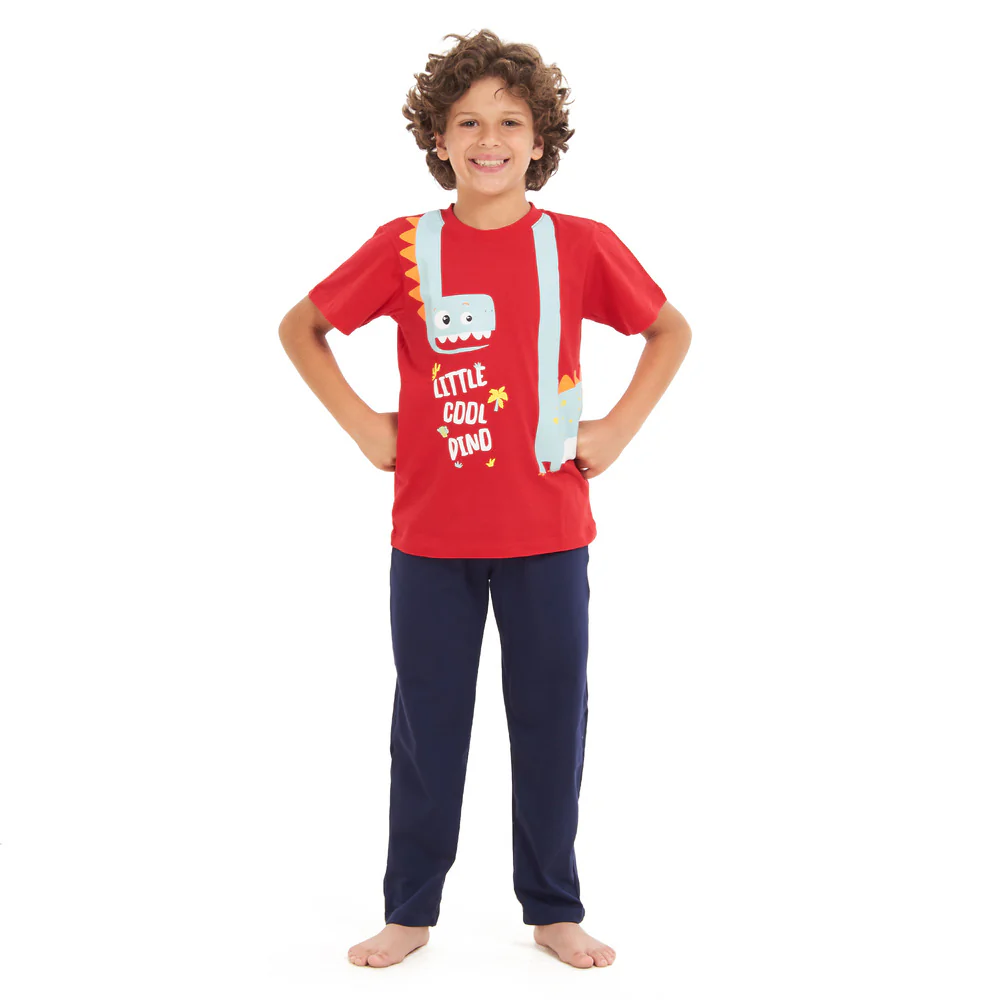Boys summer pajama set Giant Cool Dino t-shirt +Navy Pants - Image 4