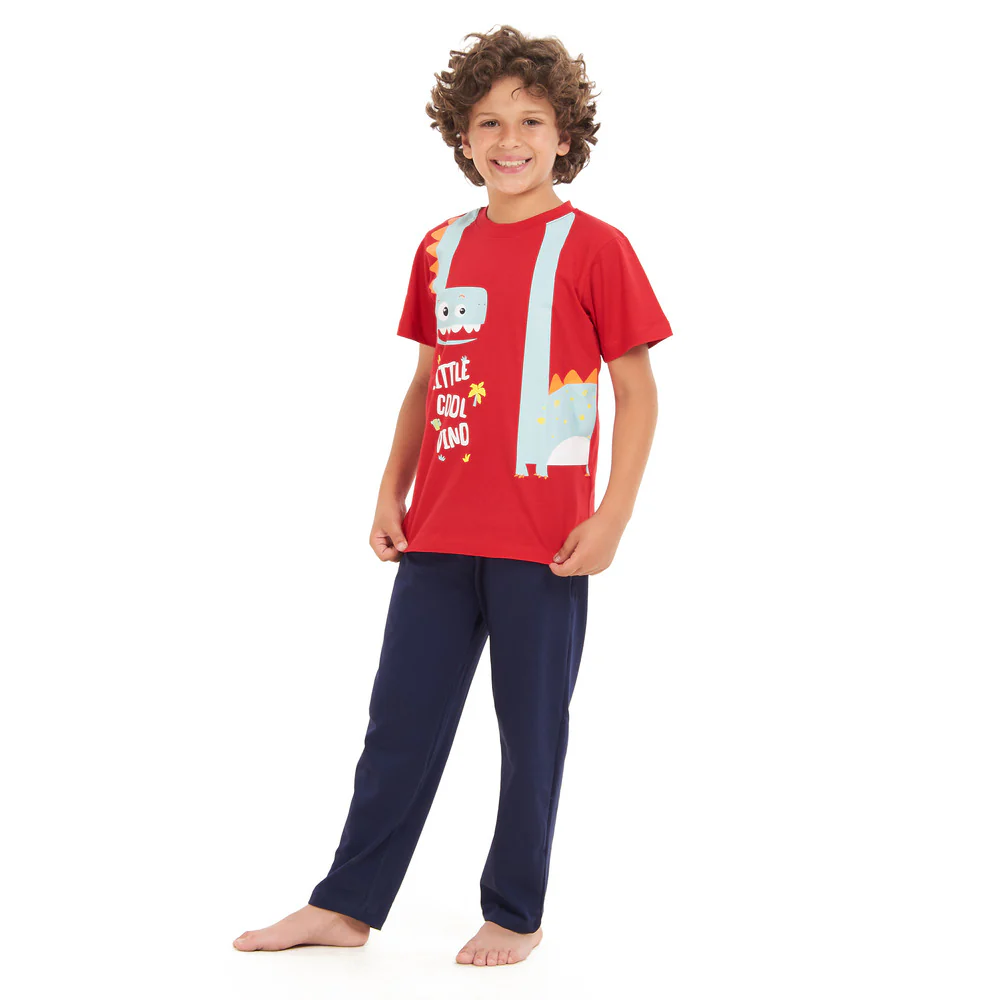 Boys summer pajama set Giant Cool Dino t-shirt +Navy Pants - Image 5
