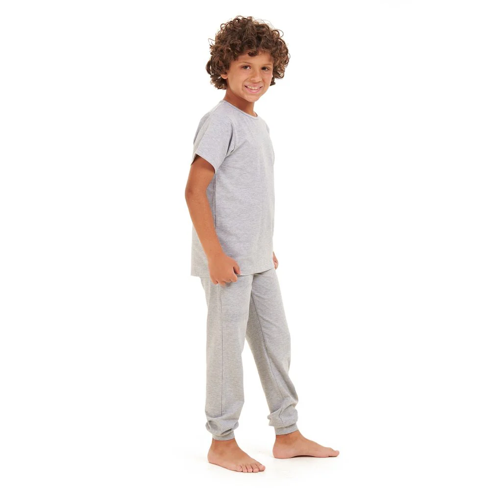 Boys summer pajama set Grey t-shirt + Pants - Image 3