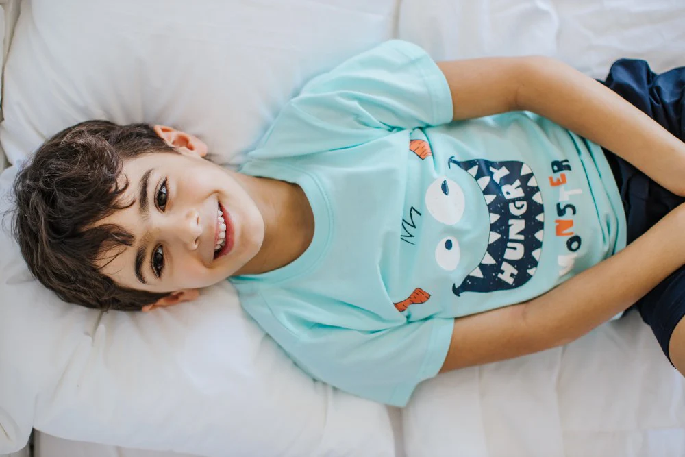 Boys summer pajama set Hungry monster t-shirt +Dark blue shorts - Image 3