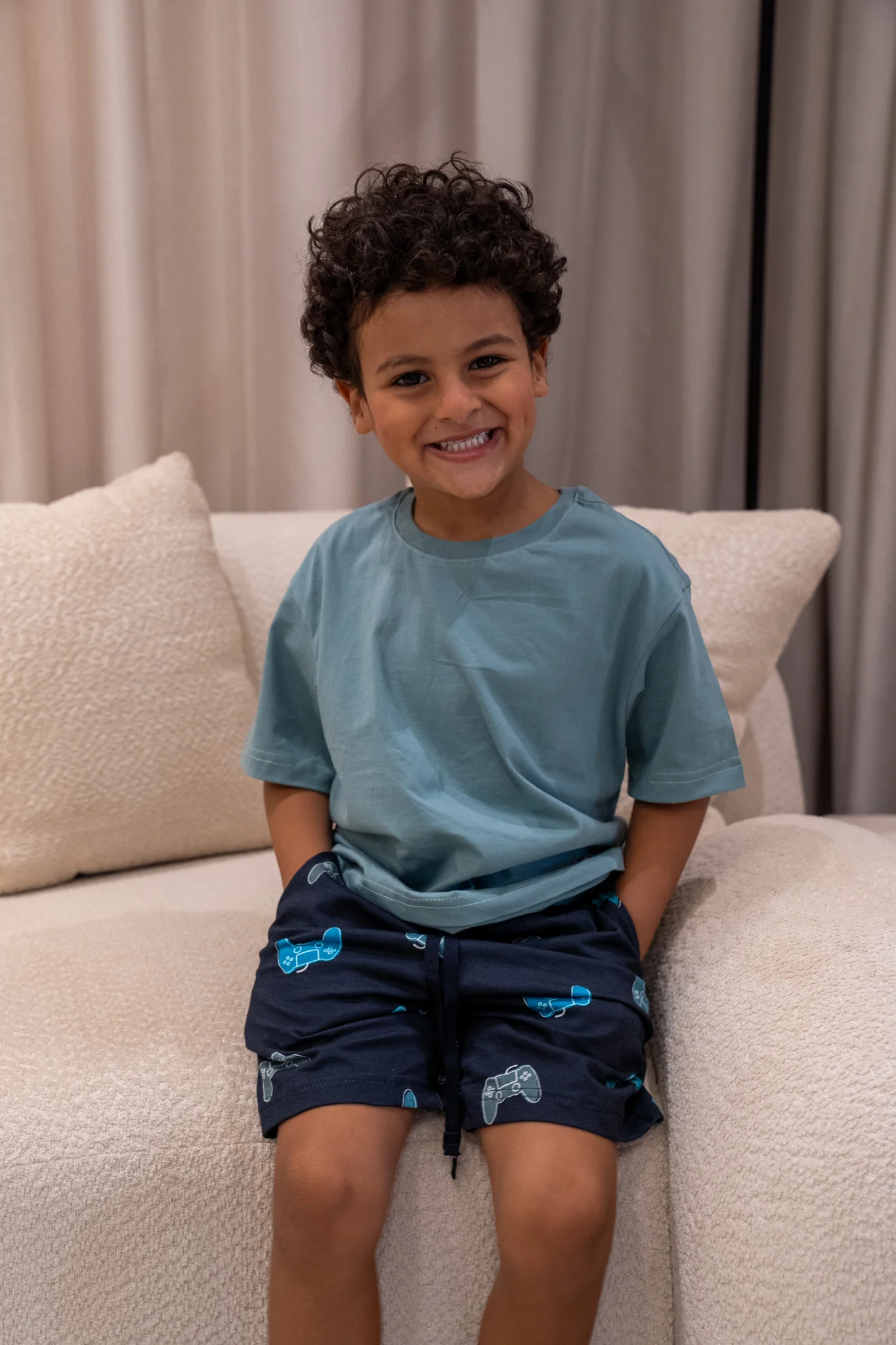Boys summer pajama set Mint t-shirt + Joystick shorts - Image 2