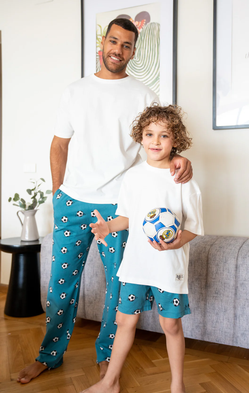 Boys summer pajama set Off White t-shirt + Football shorts - Image 3