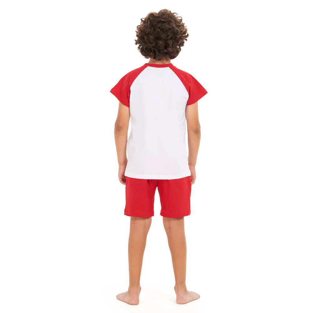 Boys summer pajama set red dinosaur t-shirt +Red shorts - Image 3