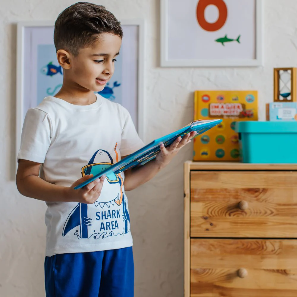 Boys summer pajama set Shark t-shirt + Blue shorts - Image 3