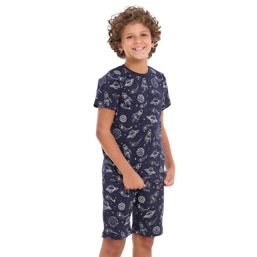 Boys summer pajama set Space t-shirt + shorts - Image 2
