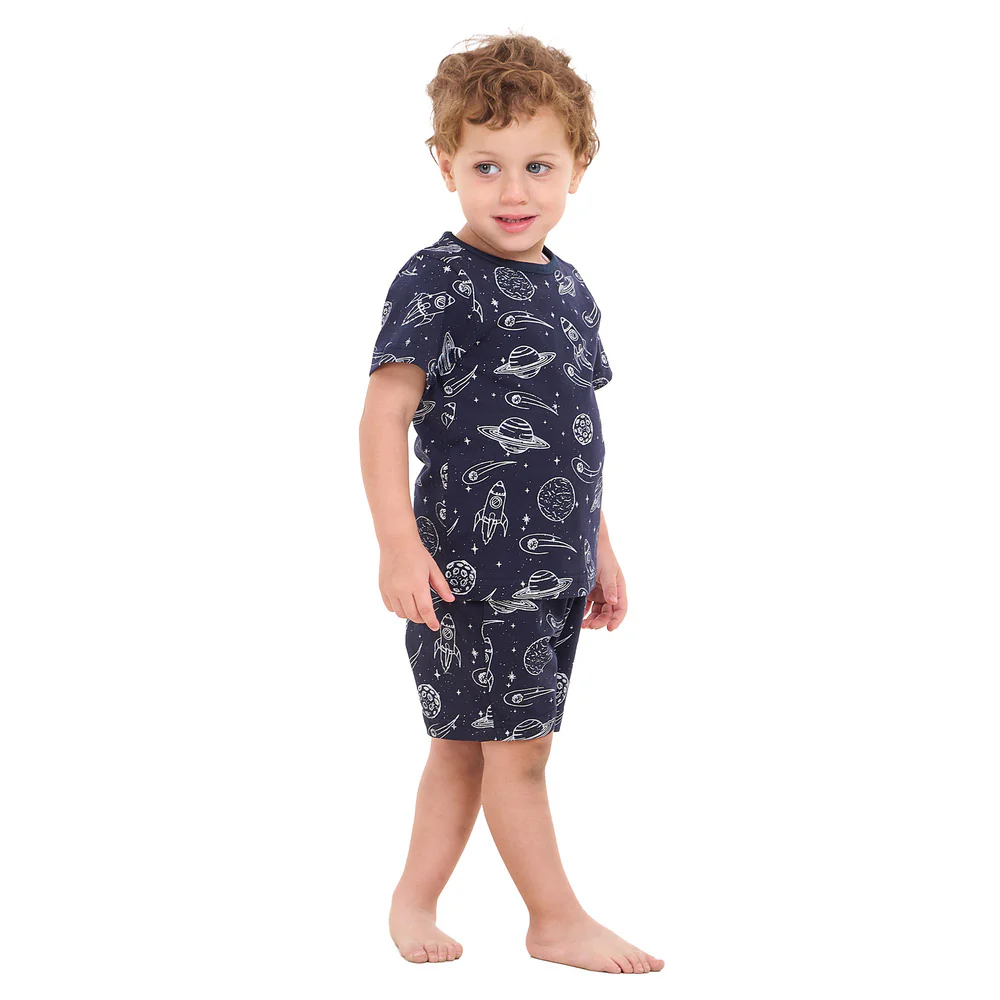 Boys summer pajama set Space t-shirt + shorts - Image 3