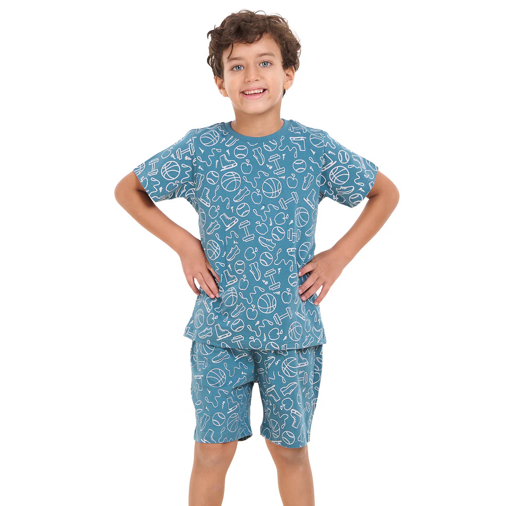 Boys summer pajama set Sports t-shirt + shorts - Image 2