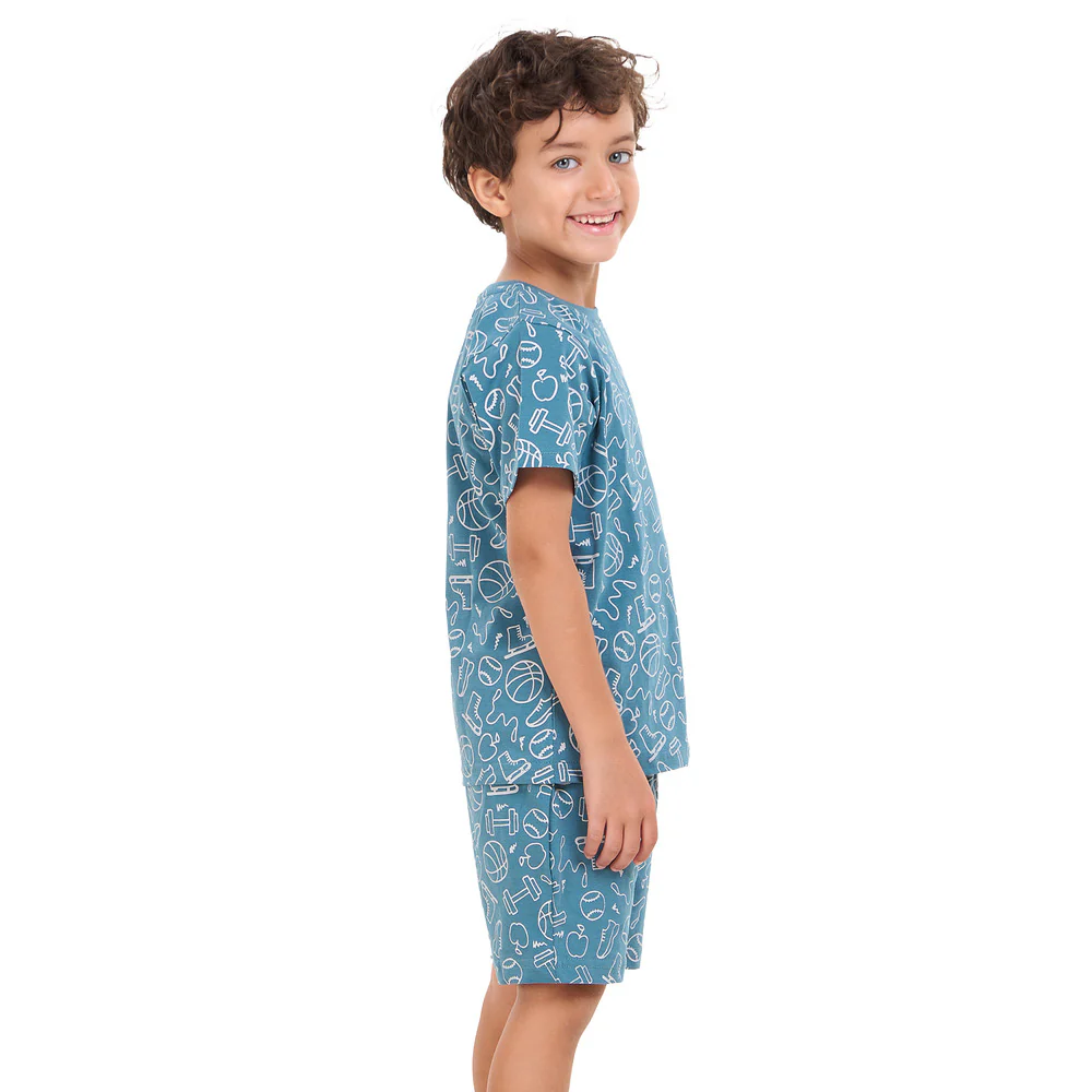 Boys summer pajama set Sports t-shirt + shorts - Image 4