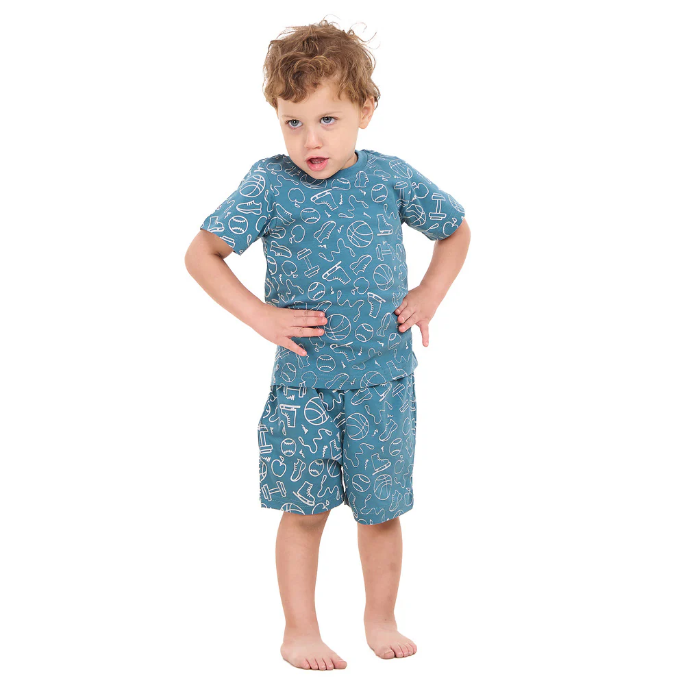 Boys summer pajama set Sports t-shirt + shorts - Image 5