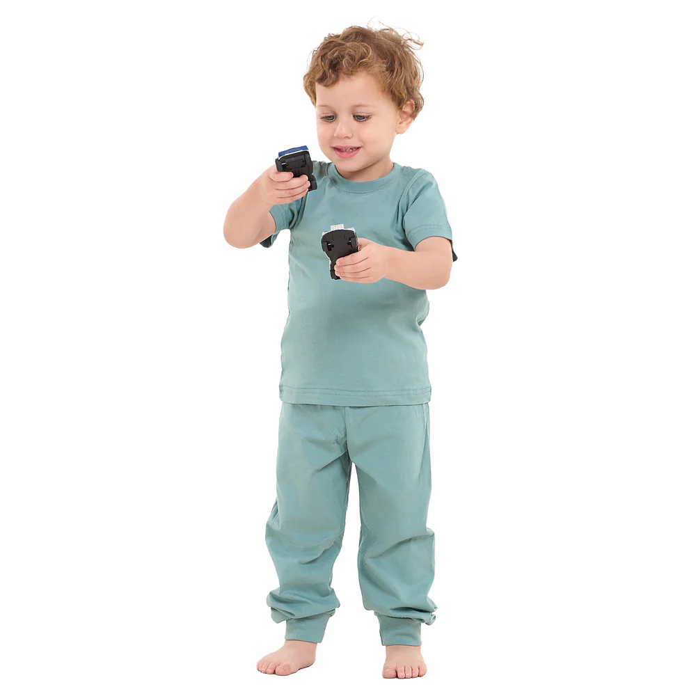 Boys summer pajama set Stone Blue t-shirt + Pants - Image 2