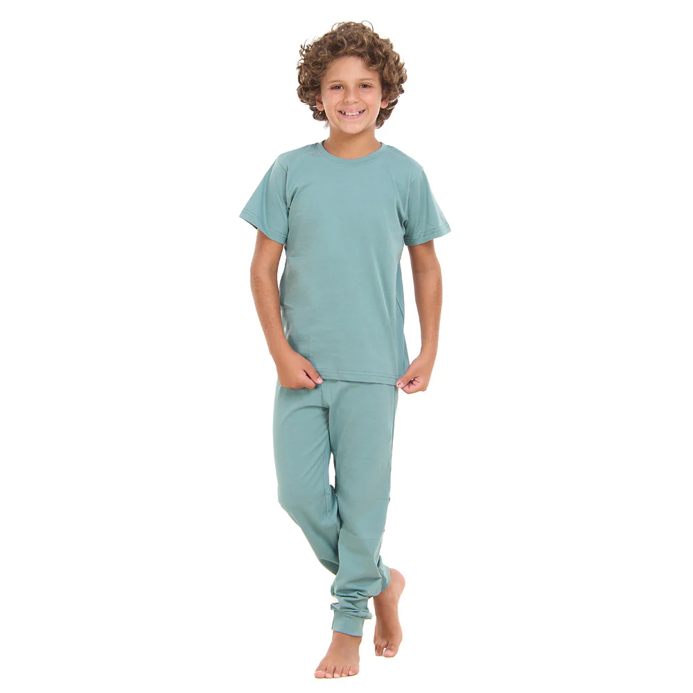 Boys summer pajama set Stone Blue t-shirt + Pants - Image 3