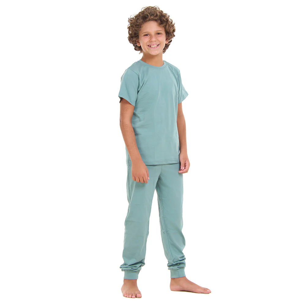 Boys summer pajama set Stone Blue t-shirt + Pants - Image 4