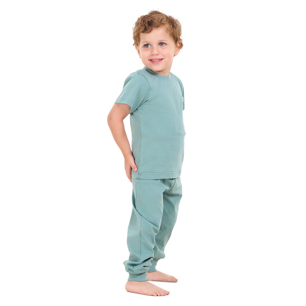 Boys summer pajama set Stone Blue t-shirt + Pants - Image 5