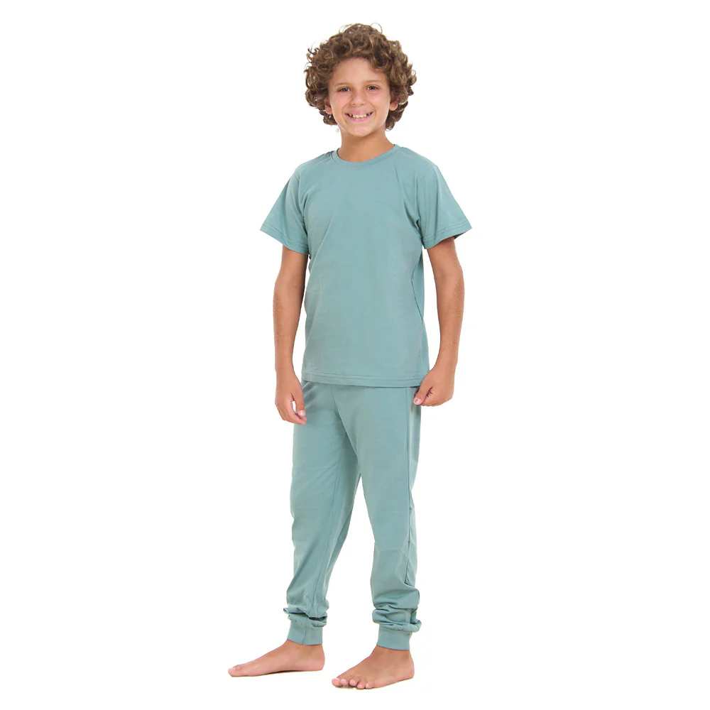 Boys summer pajama set Stone Blue t-shirt + Pants - Image 6