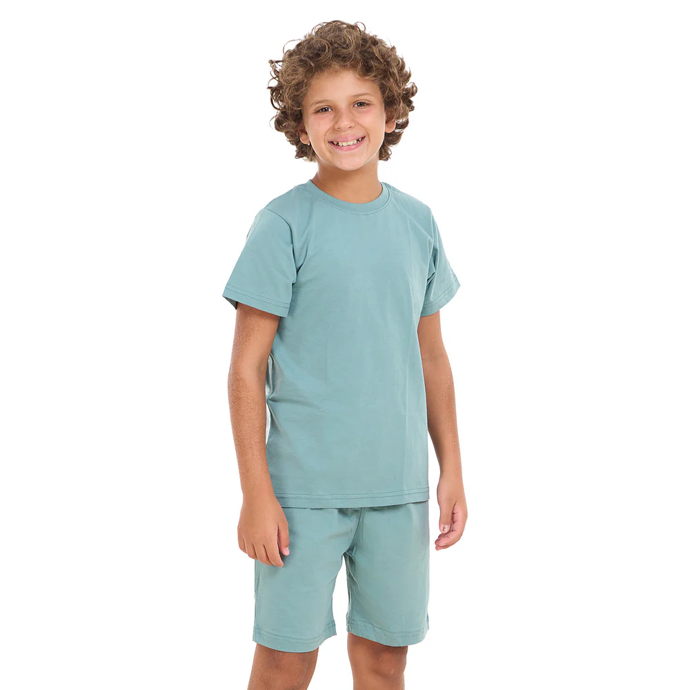 Boys summer pajama set Stone Blue t-shirt + shorts - Image 3