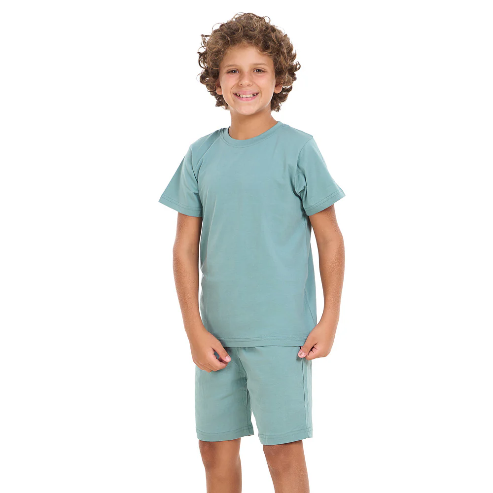 Boys summer pajama set Stone Blue t-shirt + shorts - Image 4