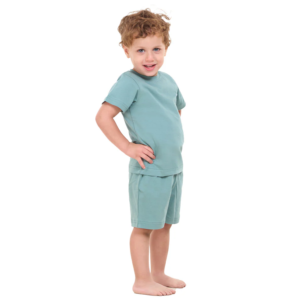 Boys summer pajama set Stone Blue t-shirt + shorts - Image 5