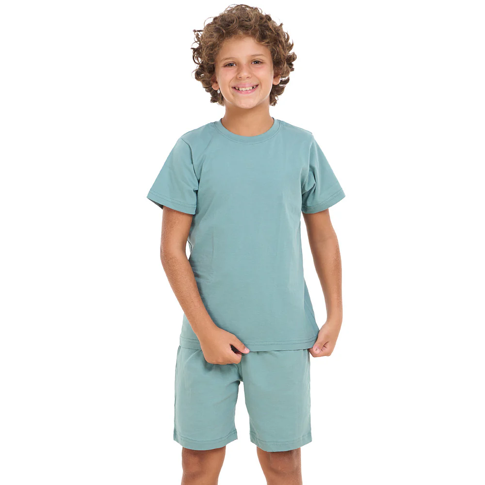 Boys summer pajama set Stone Blue t-shirt + shorts - Image 6
