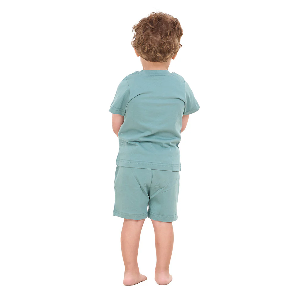 Boys summer pajama set Stone Blue t-shirt + shorts - Image 7
