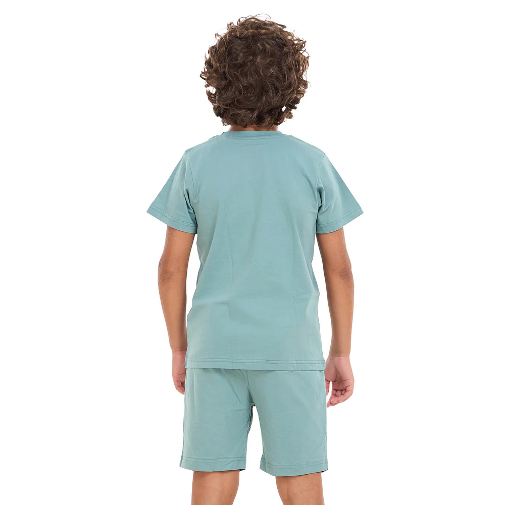 Boys summer pajama set Stone Blue t-shirt + shorts - Image 8