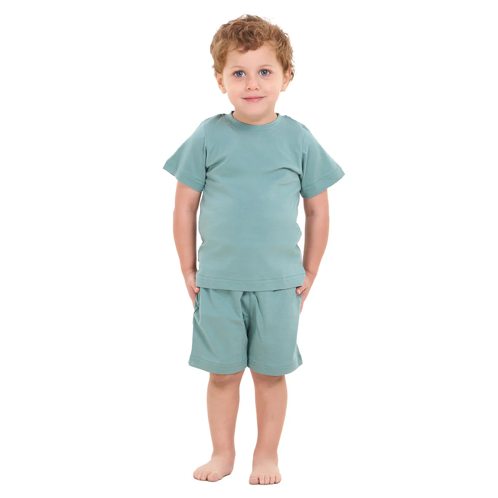 Boys summer pajama set Stone Blue t-shirt + shorts - Image 9